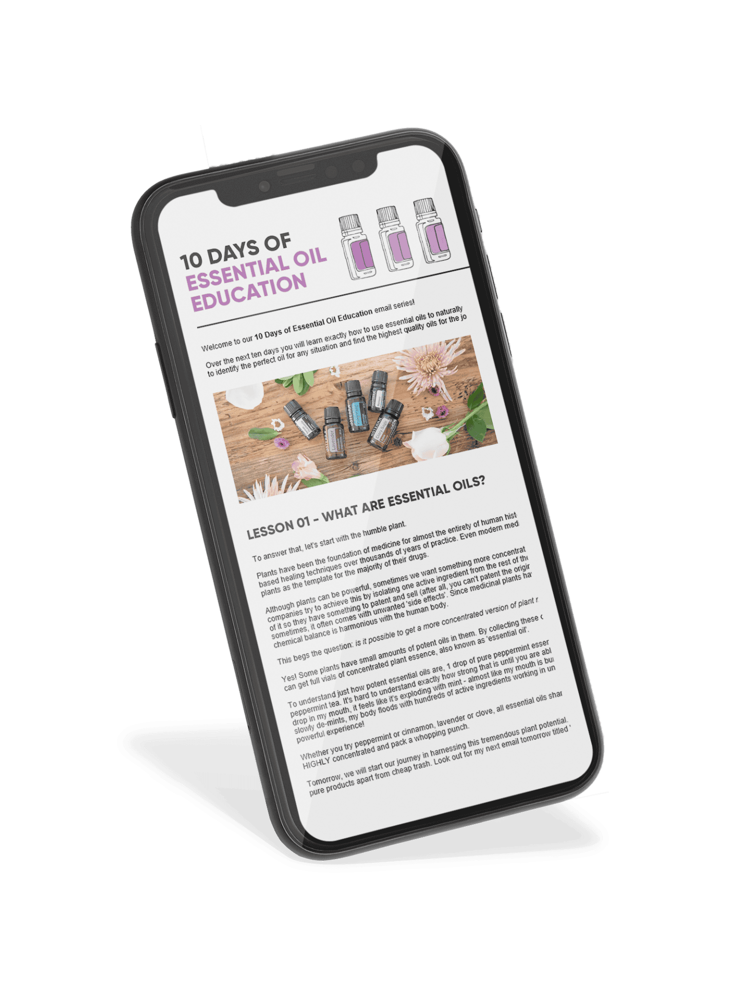 10 Days of Essential Oil Education Email Series Lead Page Vertical Image