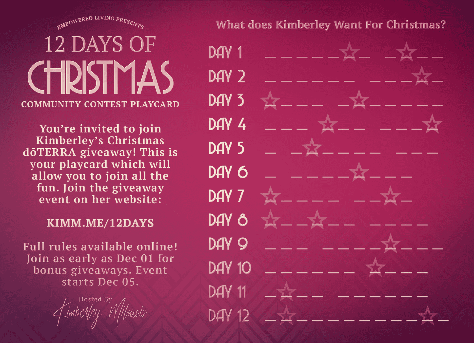 12 Days of Christmas Generic Play Card 2022