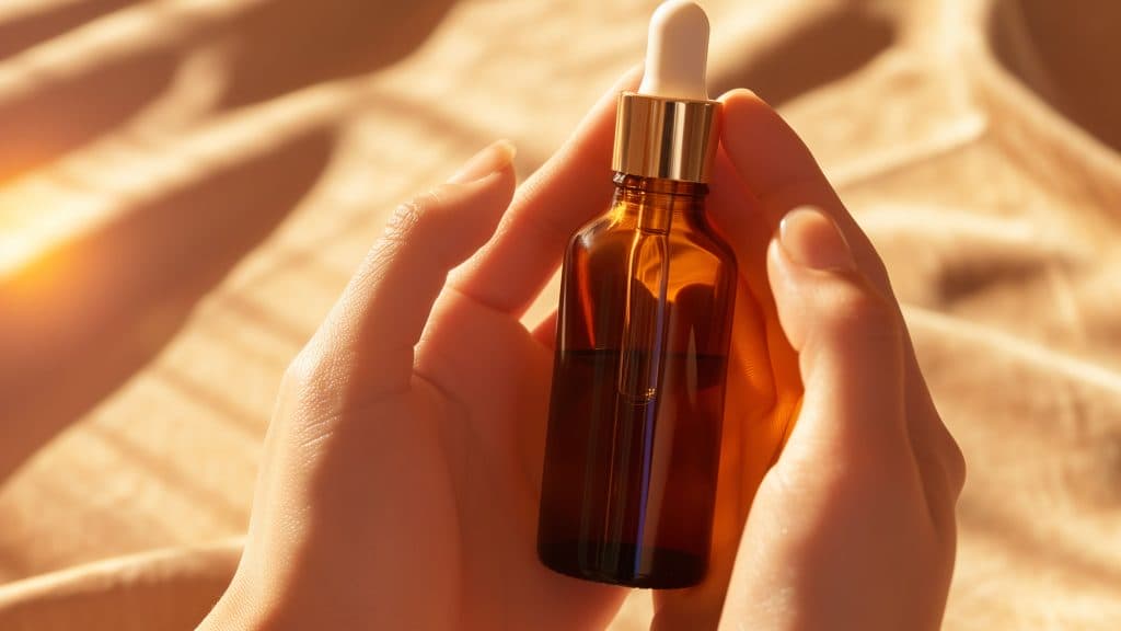 close up of glass bottle with dropper lid mockup i 2024 02 06 16 27 15 utc